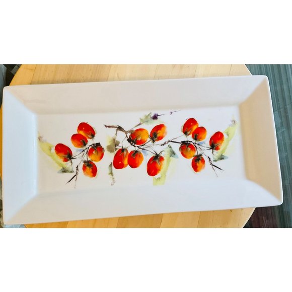 Gourmet Village Bruschetta Tomato Vine Rectangular Ceramic Platter - Picture 4 of 5